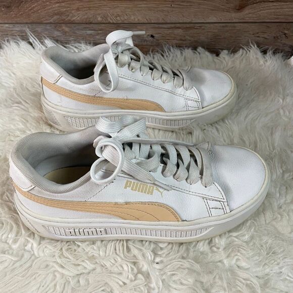 PUMA Smash Platform 3.0 Women’s Sneakers Style 390758-03 Peach White Size 7 - Picture 4 of 13